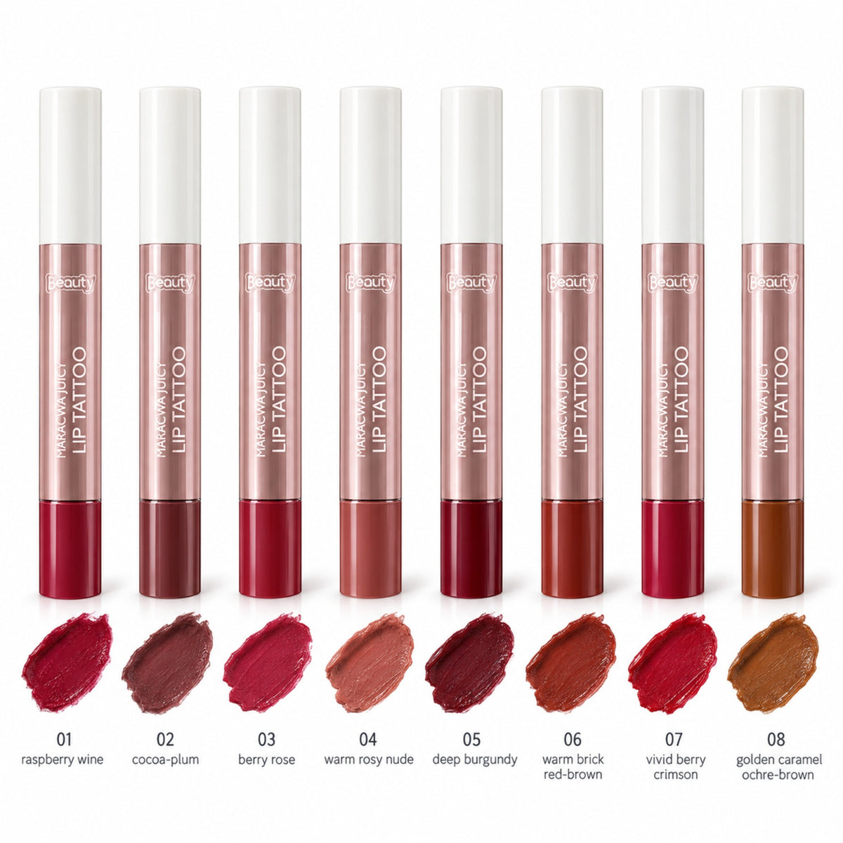 3Q Beauty Maracwa Juicy Lip Tattoo shades 01 to 08