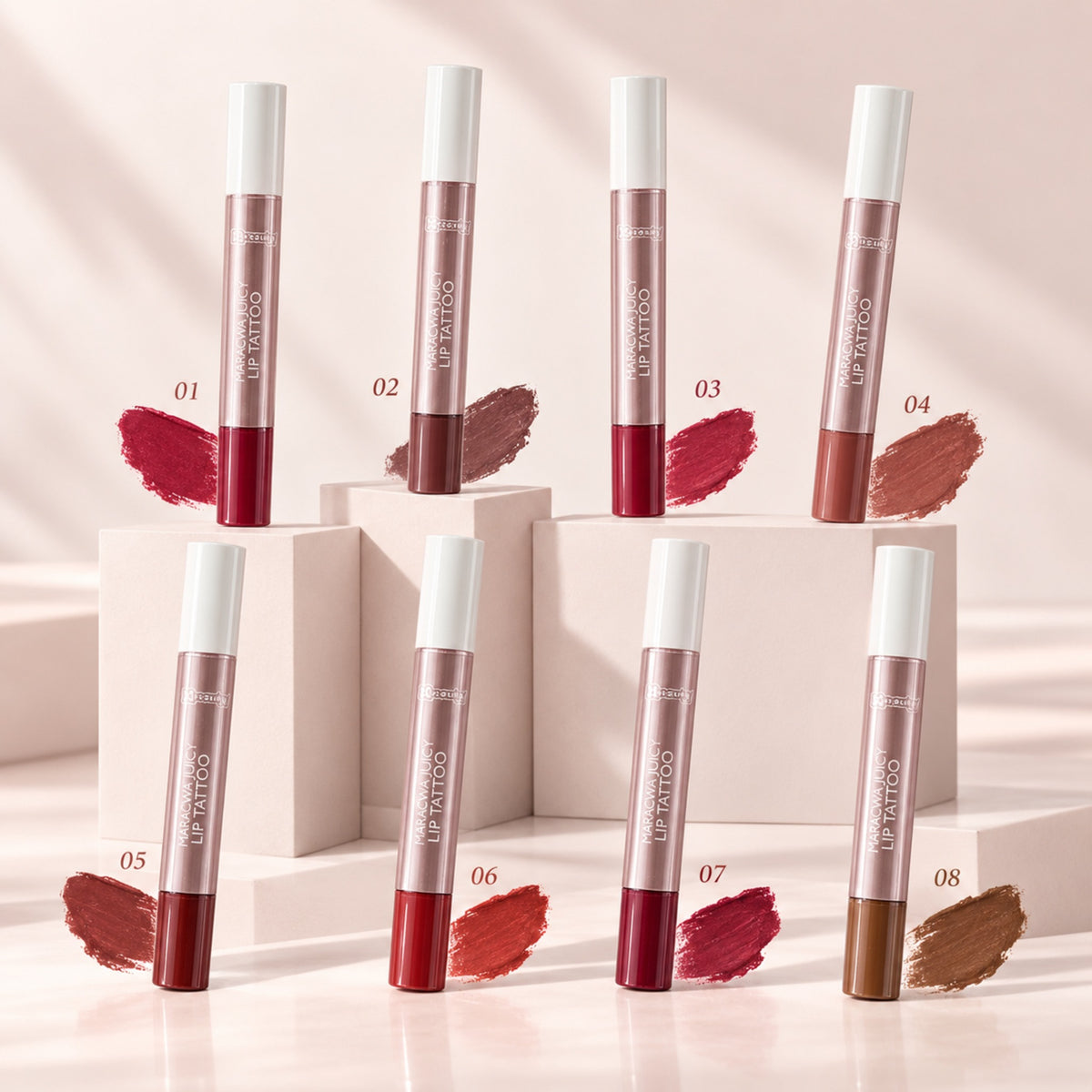 3Q Beauty Maracwa Juicy Lip Tattoo eight shade collection