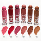 3Q Beauty Matte Lip Gloss shades 101 to 106 color swatches