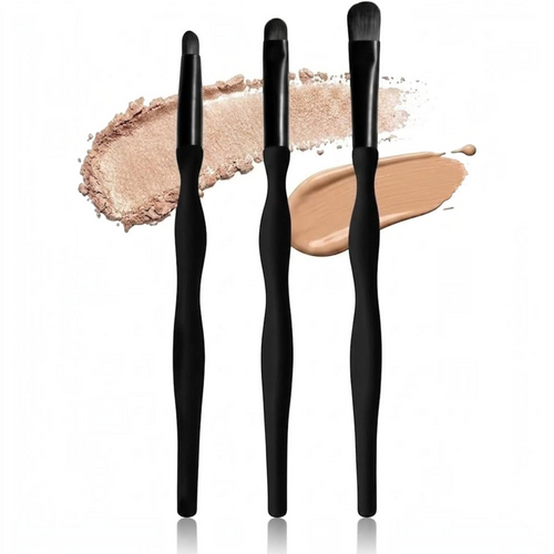 3-Piece Makeup Brush Set - Eyebrow, Eyeshadow & Concealer Brushes, Champagne Gold - product image 1
