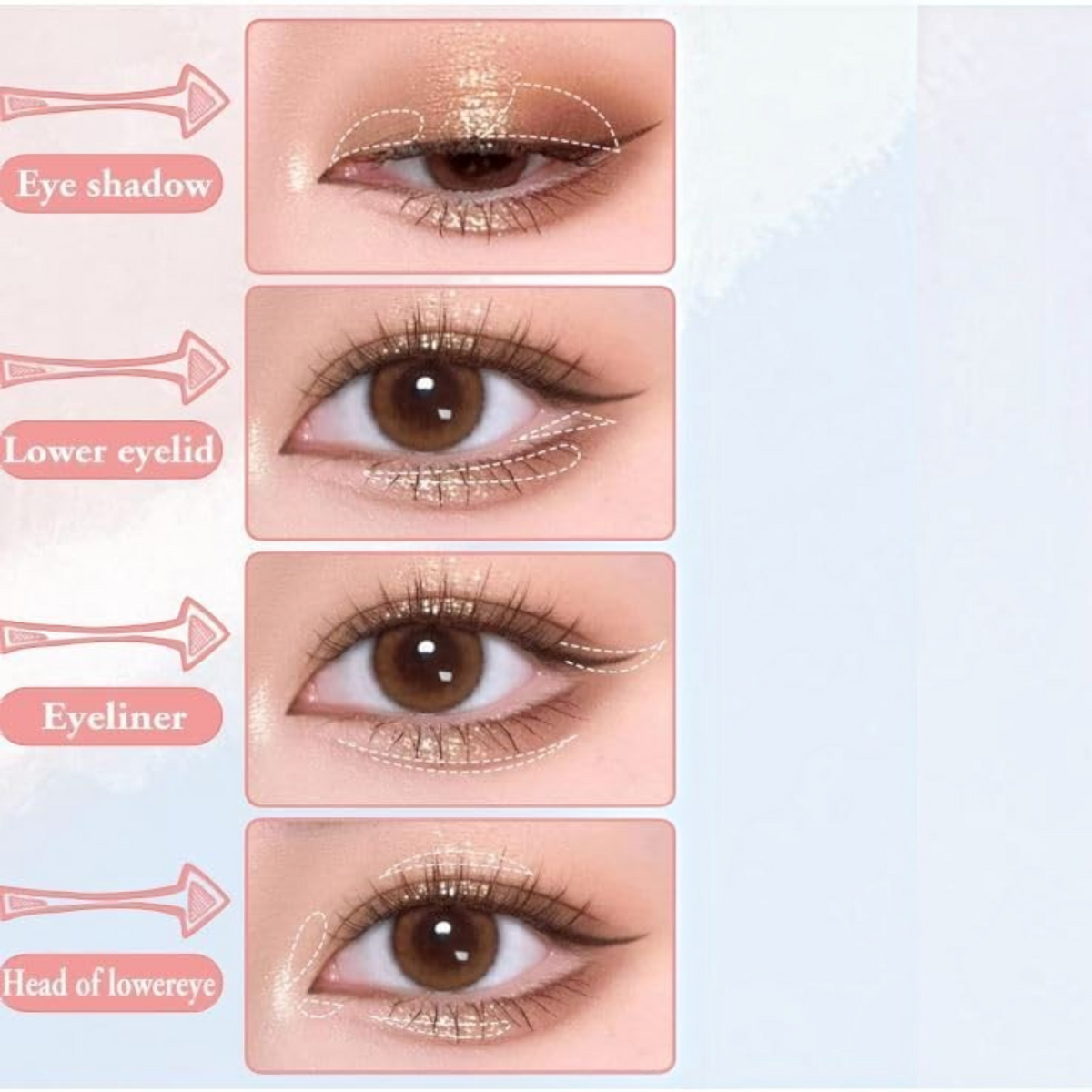 3-Piece Makeup Brush Set - Eyebrow, Eyeshadow & Concealer Brushes, Champagne Gold - product image 4