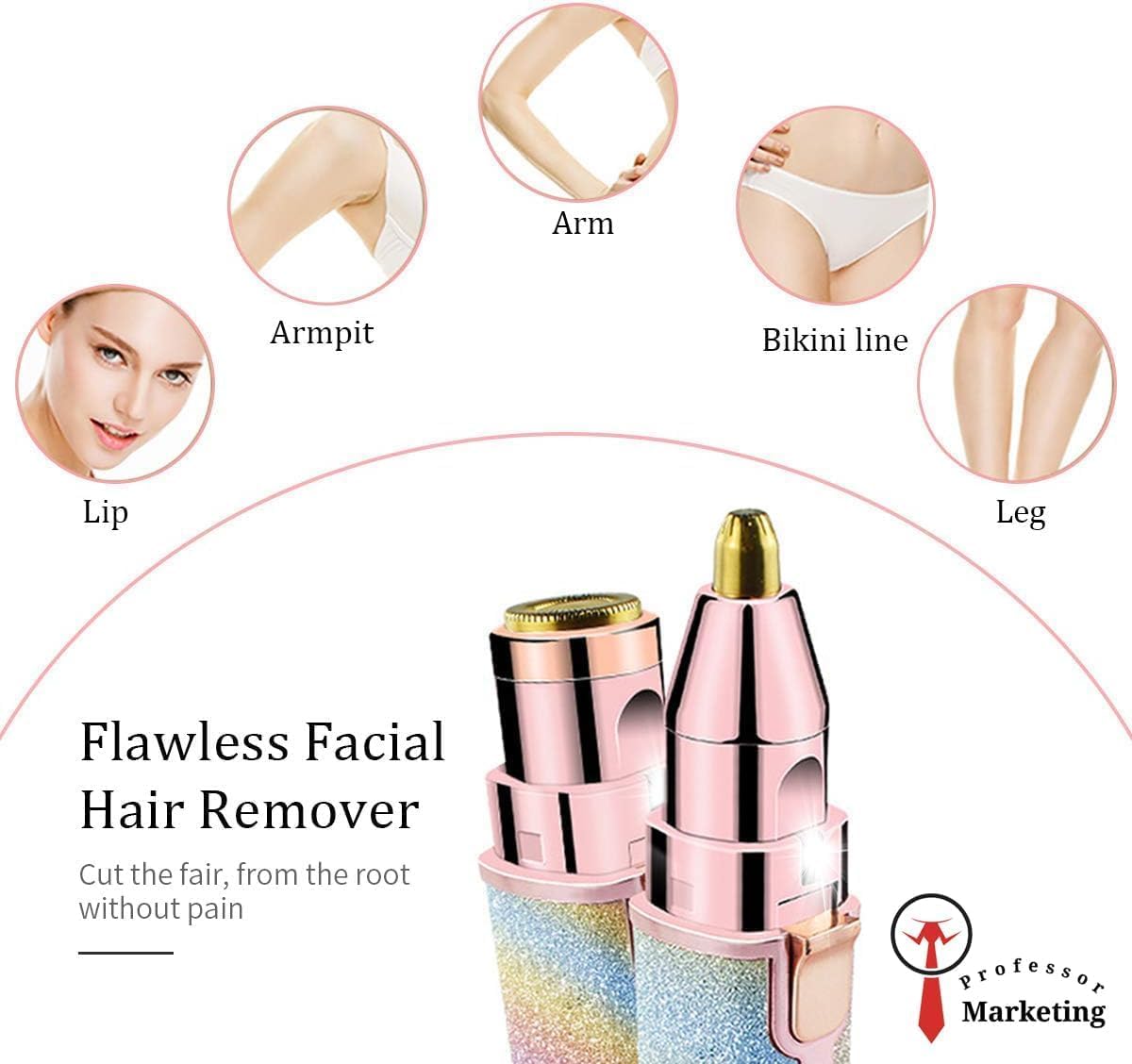 2-in-1 Rechargeable Eyebrow & Facial Hair Trimmer for Women - product image 4
