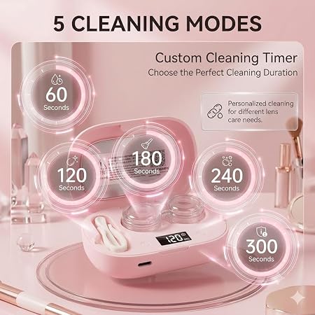 Ultrasonic Contact Lens Cleaner Case with LED Display - size and design detail