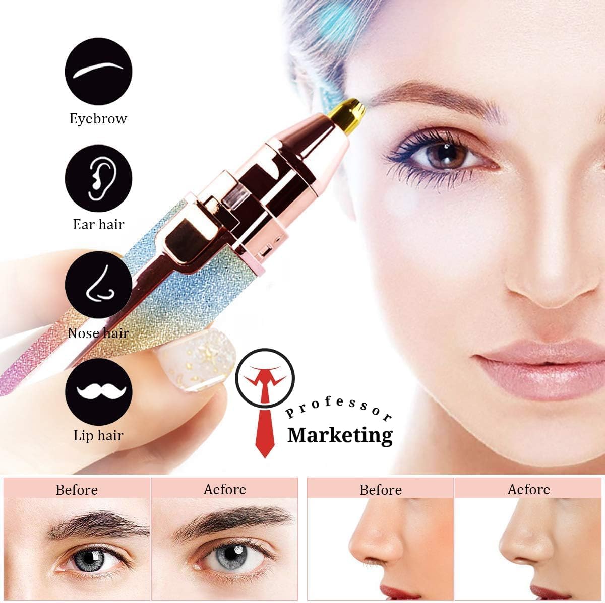 2-in-1 Rechargeable Eyebrow & Facial Hair Trimmer for Women - product image 6