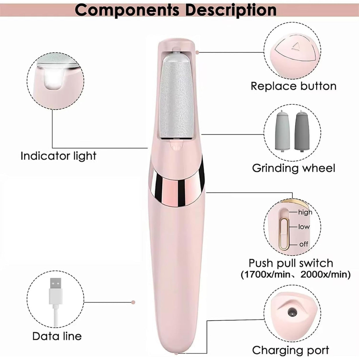 USB Rechargeable Electric Foot File