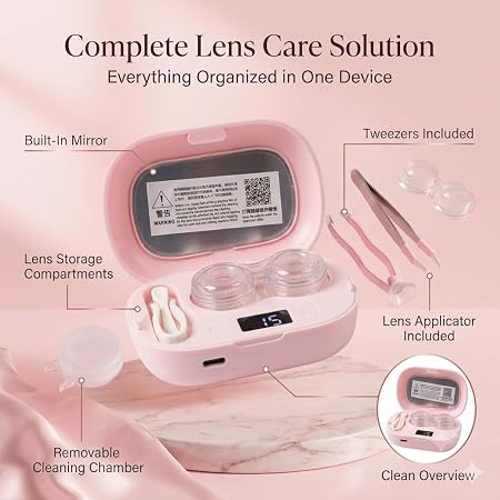 Ultrasonic Contact Lens Cleaner Case with LED Display - LED screen display