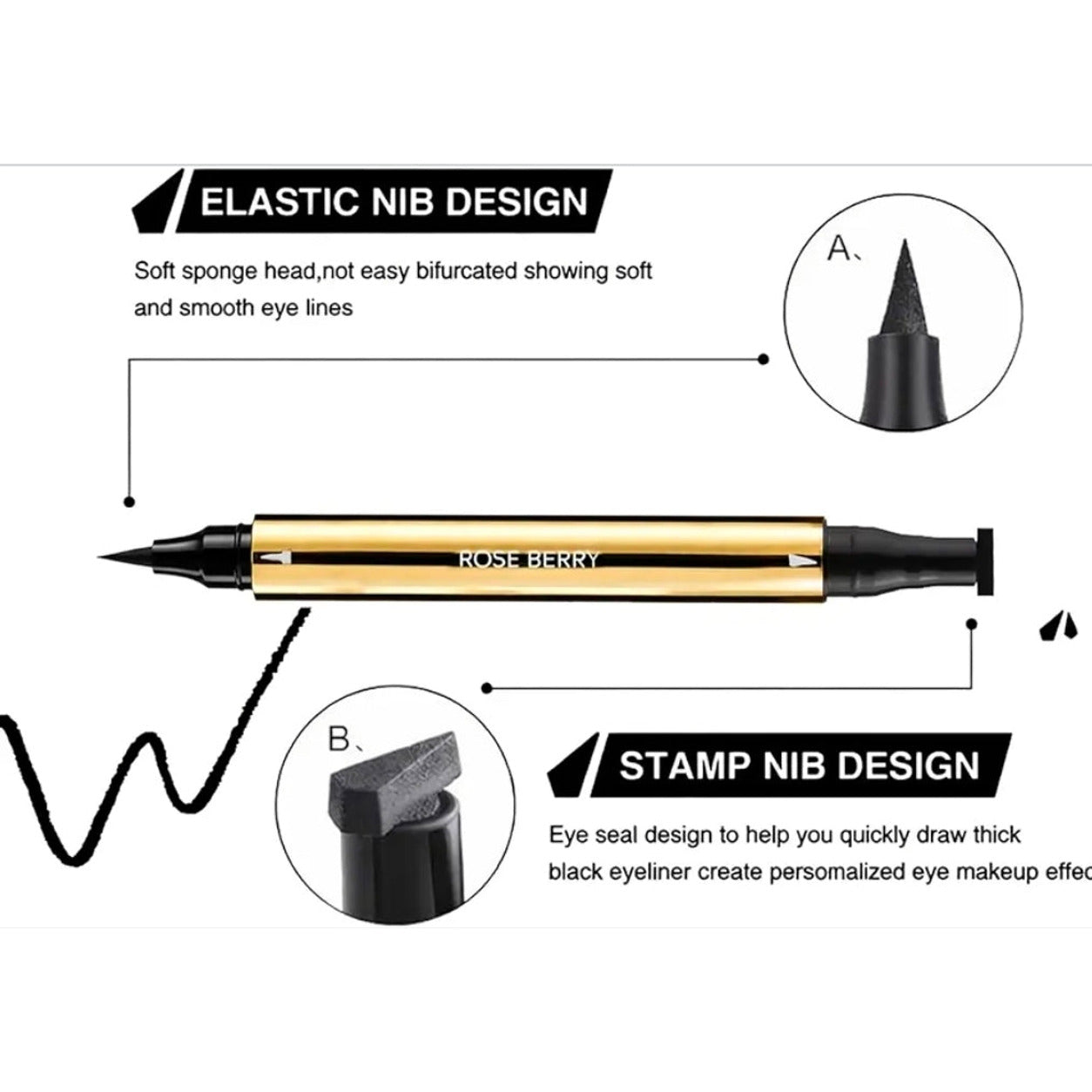 Rose Berry Eyeliner Stamp Pen black eyeliner