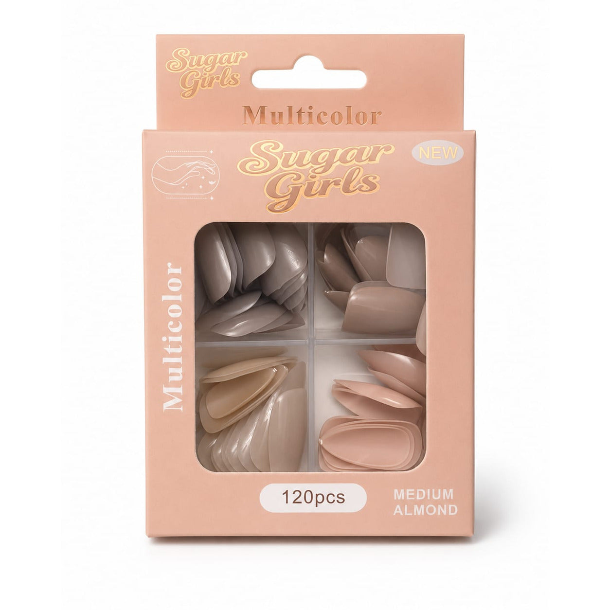 Sugar Girls Multicolor Nails 120 Pcs - Medium Almond