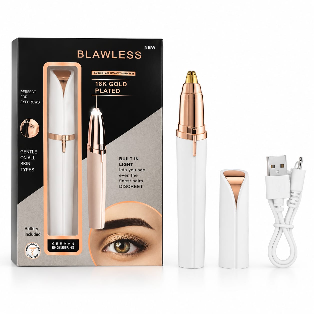 Blawless 18K Gold-Plated Eyebrow Trimmer