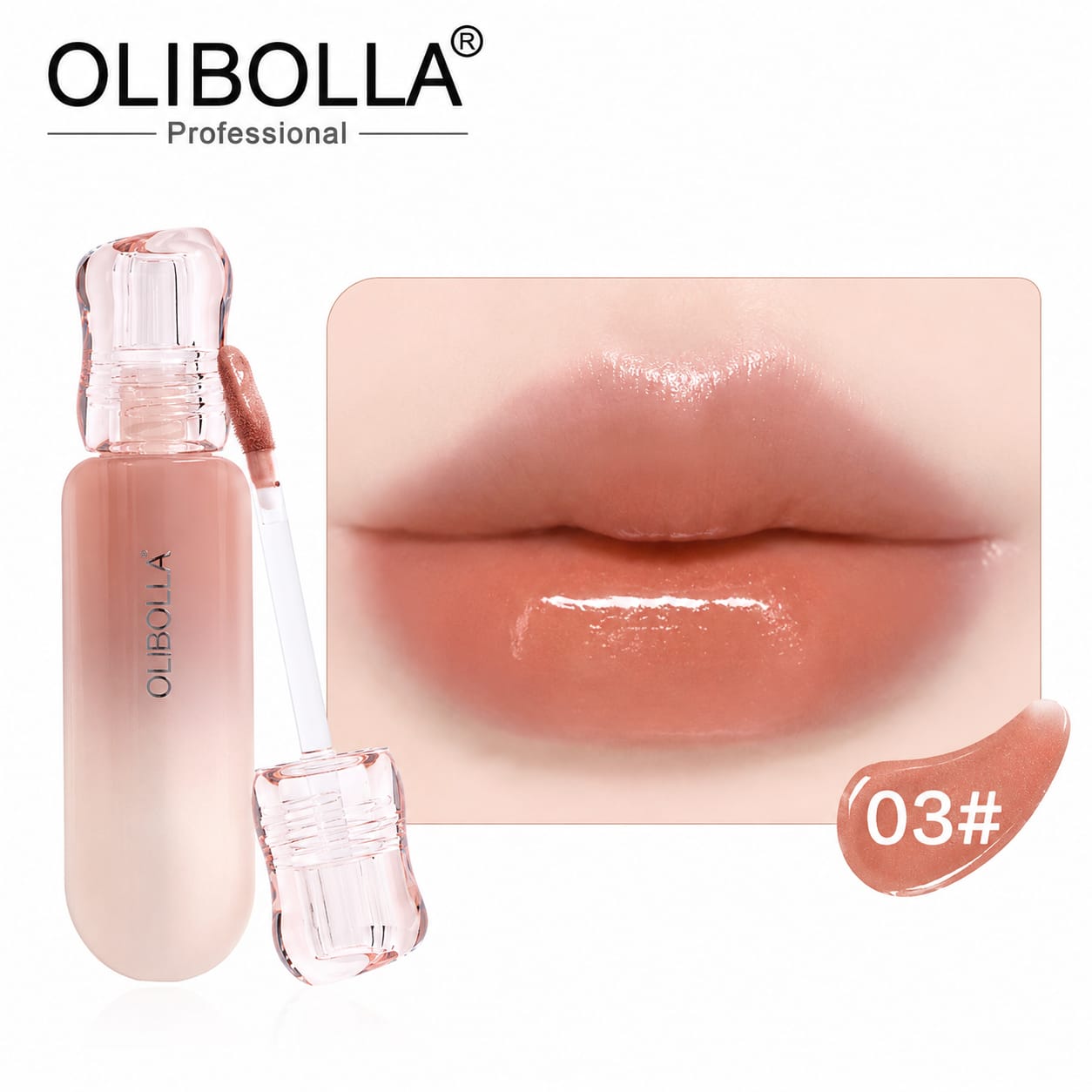 Olibolla - Multicolored Solid Color Patterned Lip Glaze for a Radiant and Trendy Makeup Look