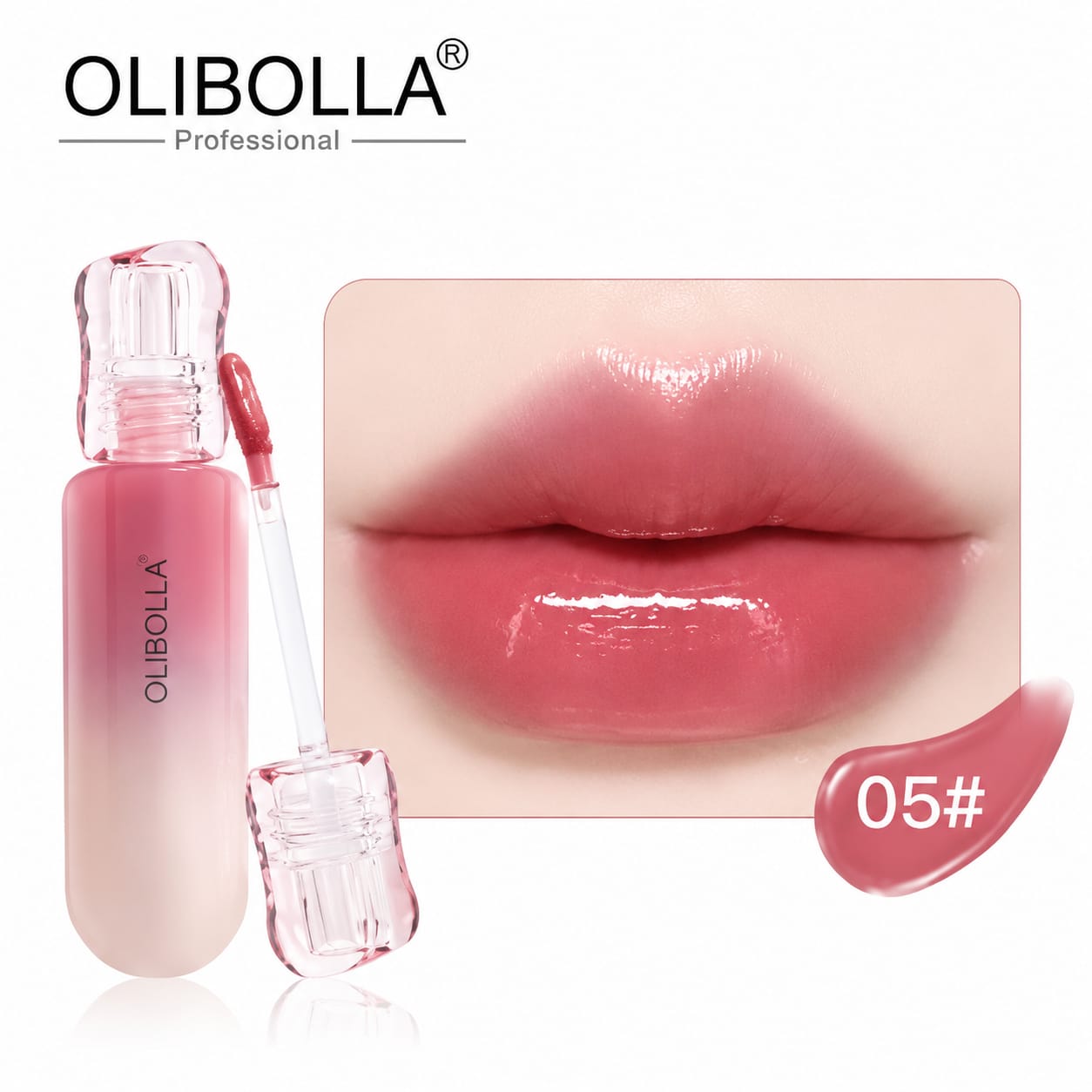 Olibolla - Multicolored Solid Color Patterned Lip Glaze for a Radiant and Trendy Makeup Look