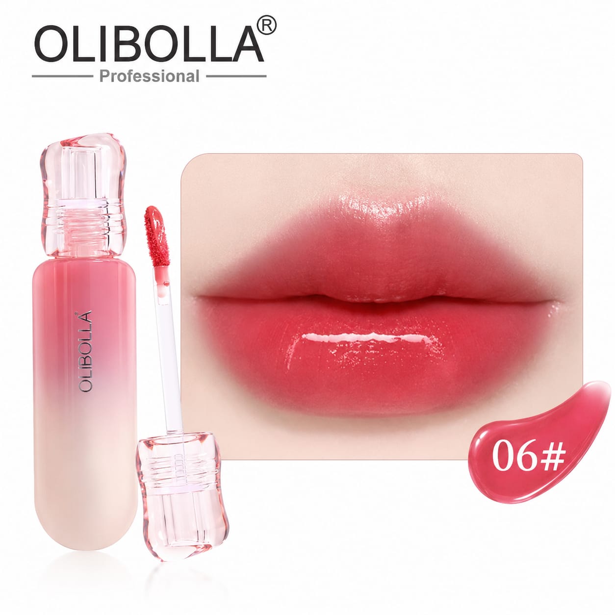 Olibolla - Multicolored Solid Color Patterned Lip Glaze for a Radiant and Trendy Makeup Look