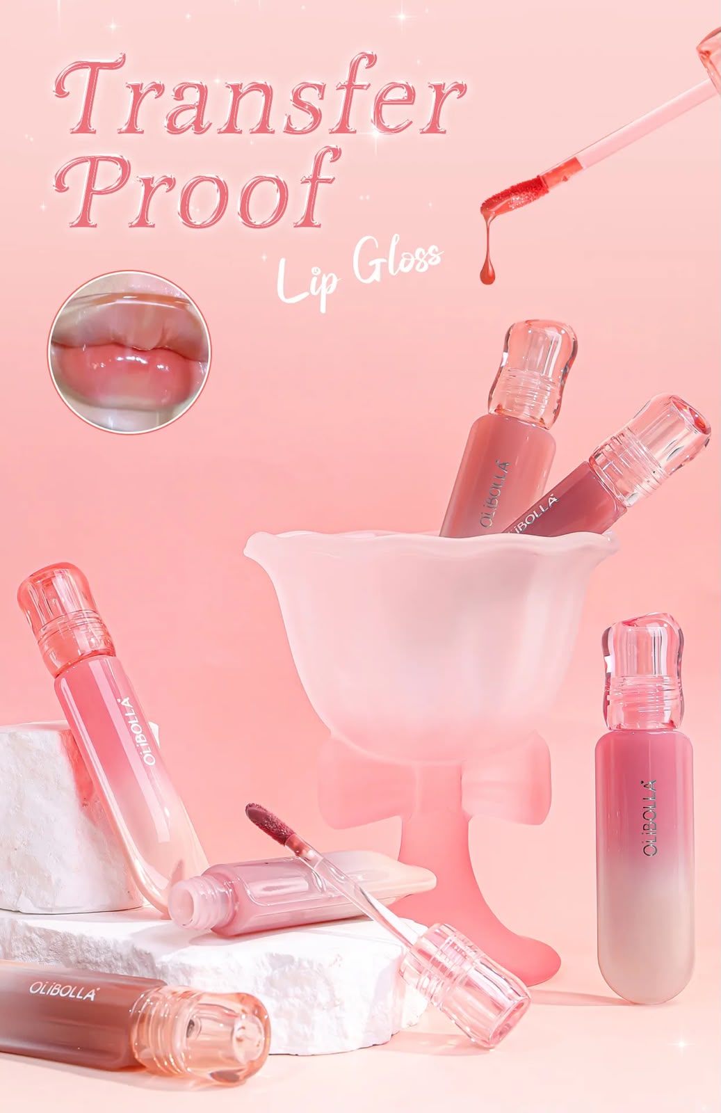 Olibolla - Multicolored Solid Color Patterned Lip Glaze for a Radiant and Trendy Makeup Look