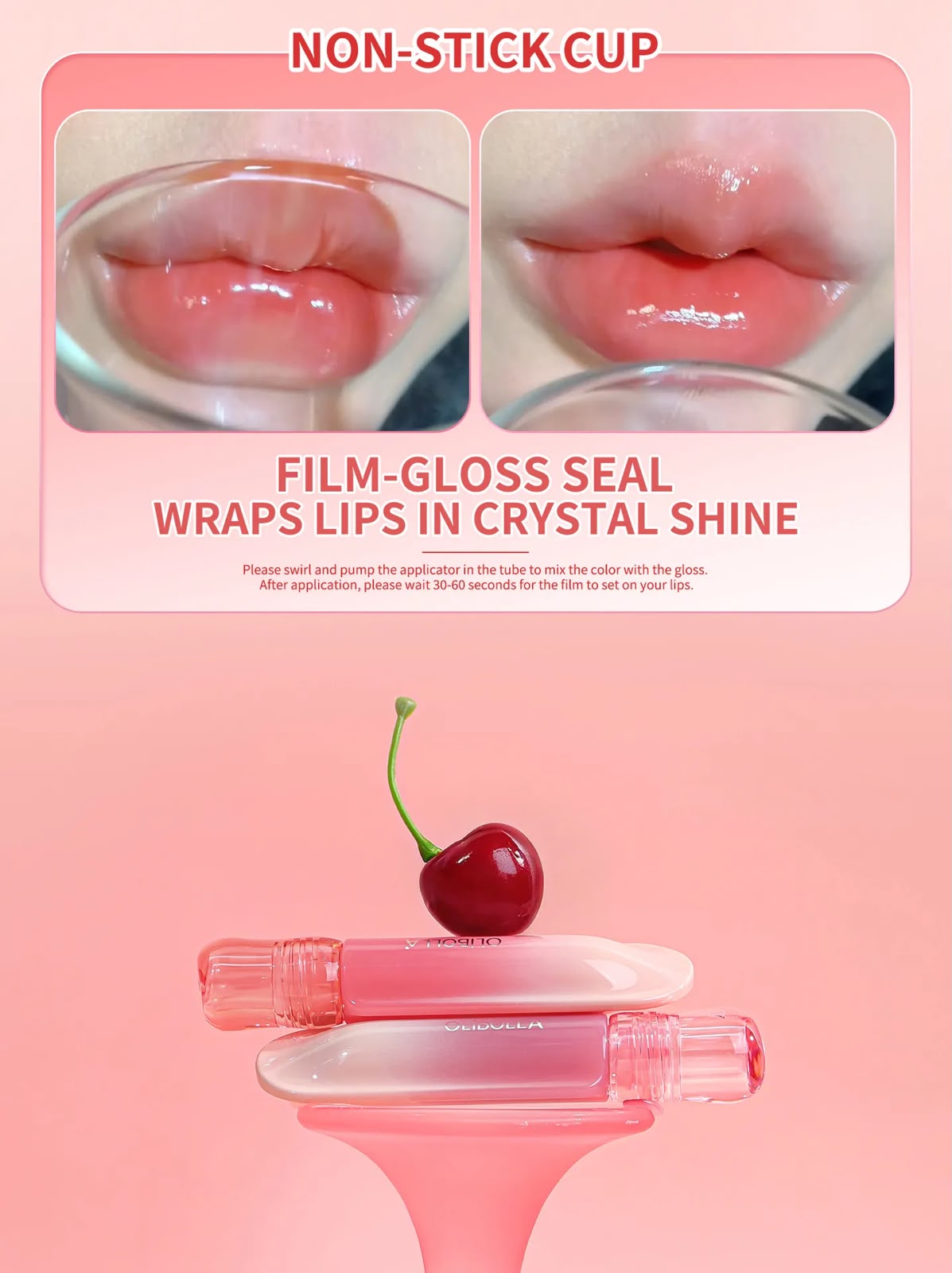 Olibolla - Multicolored Solid Color Patterned Lip Glaze for a Radiant and Trendy Makeup Look