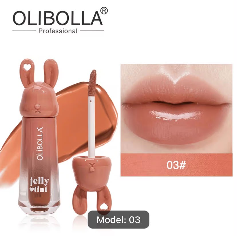 Olibolla - Rabbit Edition Mirror Lip Glaze, Jelly-like Hydrating Finish, Transfer-Proof and Long-Lasting Color