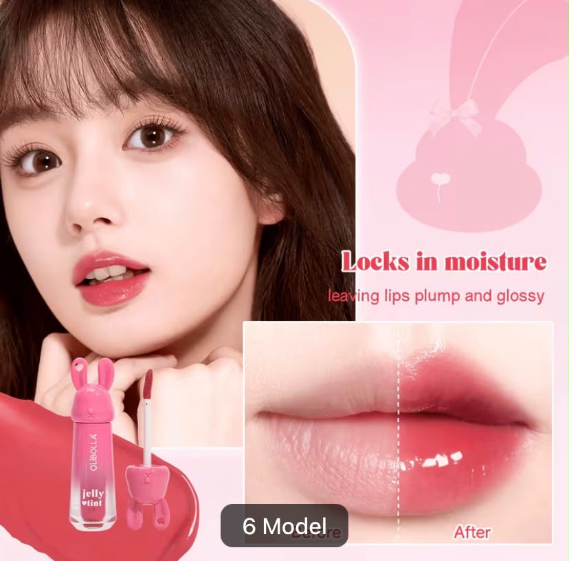 Olibolla - Rabbit Edition Mirror Lip Glaze, Jelly-like Hydrating Finish, Transfer-Proof and Long-Lasting Color