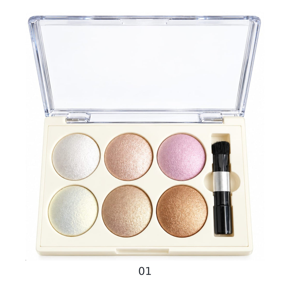YH6119A shade 01 light pearl lilac and warm gold six-pan highlighter blusher palette