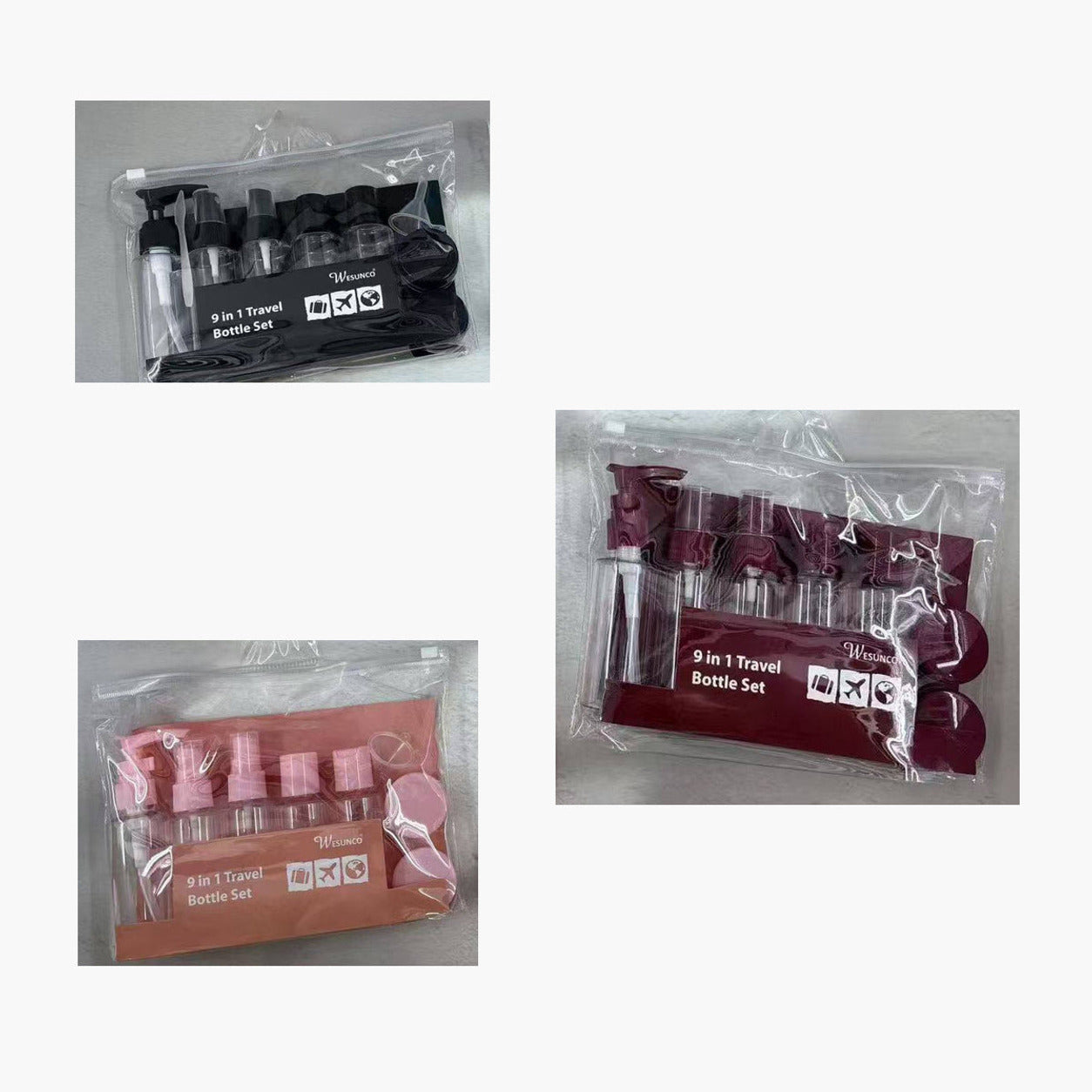 Wesunco 9-in-1 Travel Bottle Set