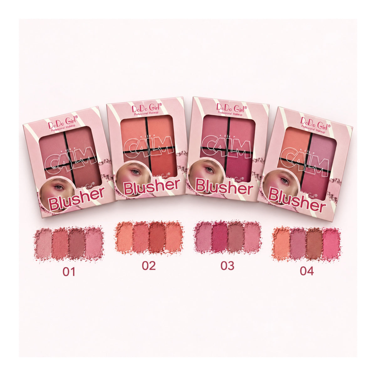 Dodo Girl Blusher palettes and color range shades 01 to 04