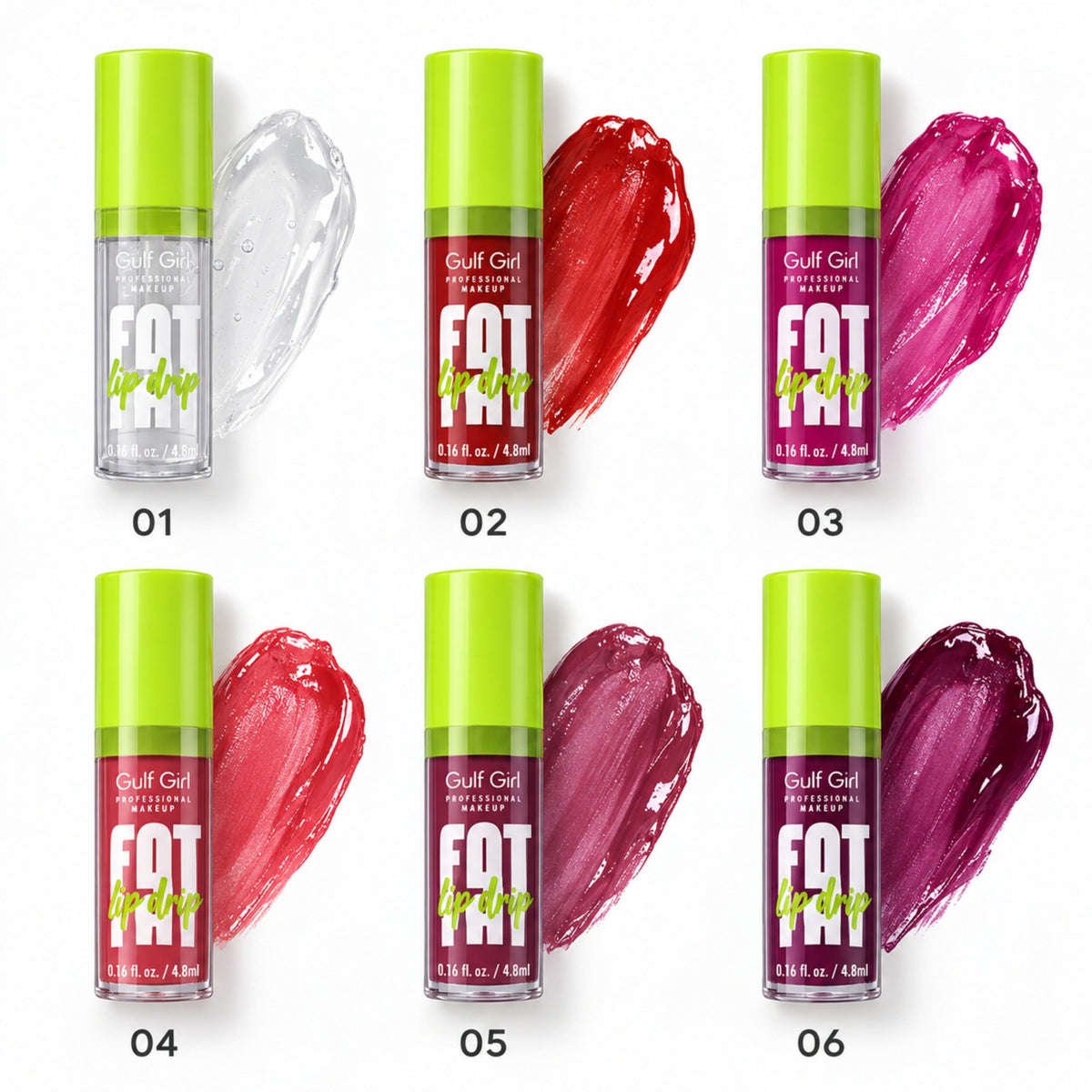 Gulf Girl FAT Oil Lip Drip full shade range and swatches