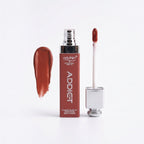 Marom artskin Addict hydrating lip tint in a warm terracotta shade with a precision applicator and color swatch.