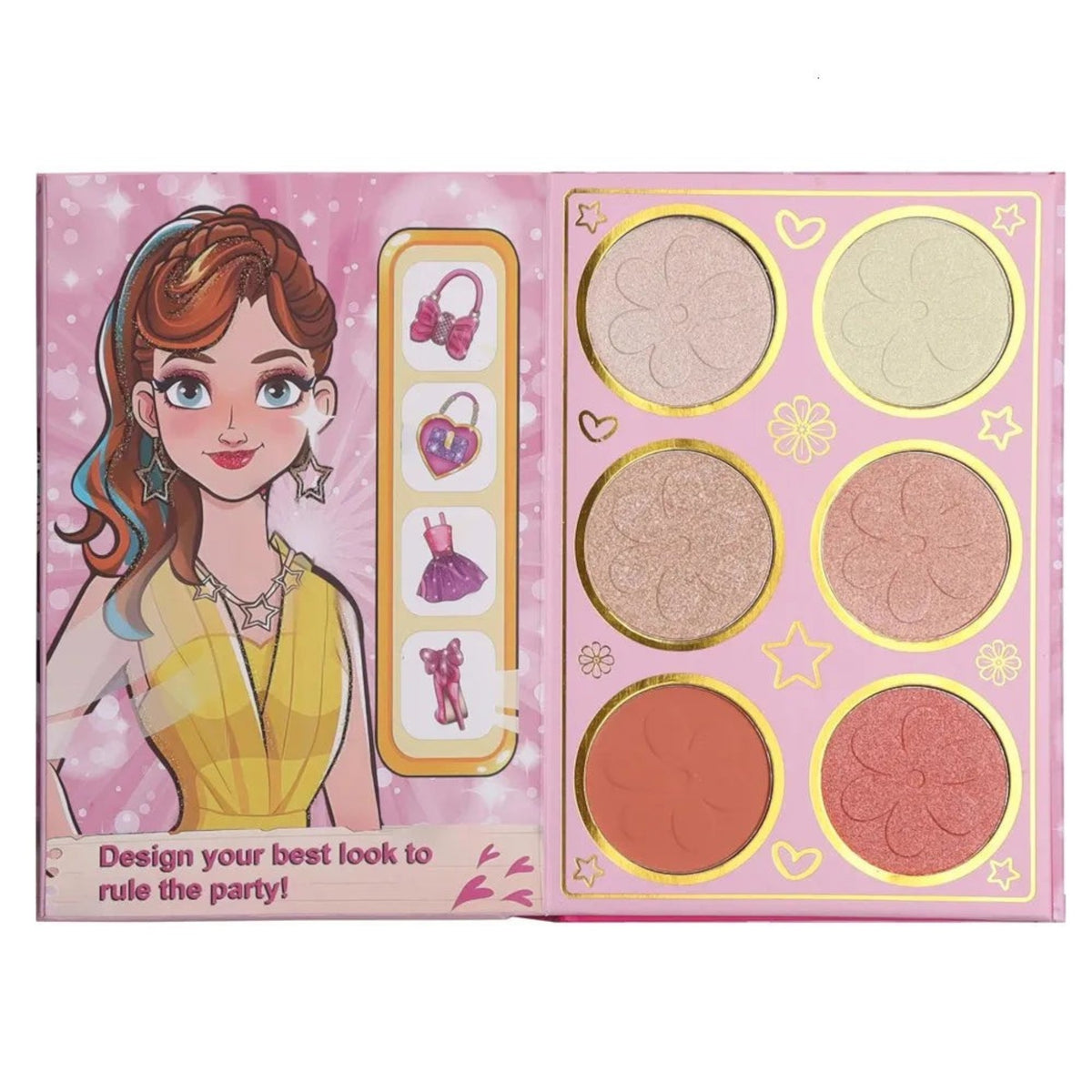 Marom BELZGMEE multi-layered makeup palette featuring blush, highlighter, and eyeshadow with a fun illustrated cover.