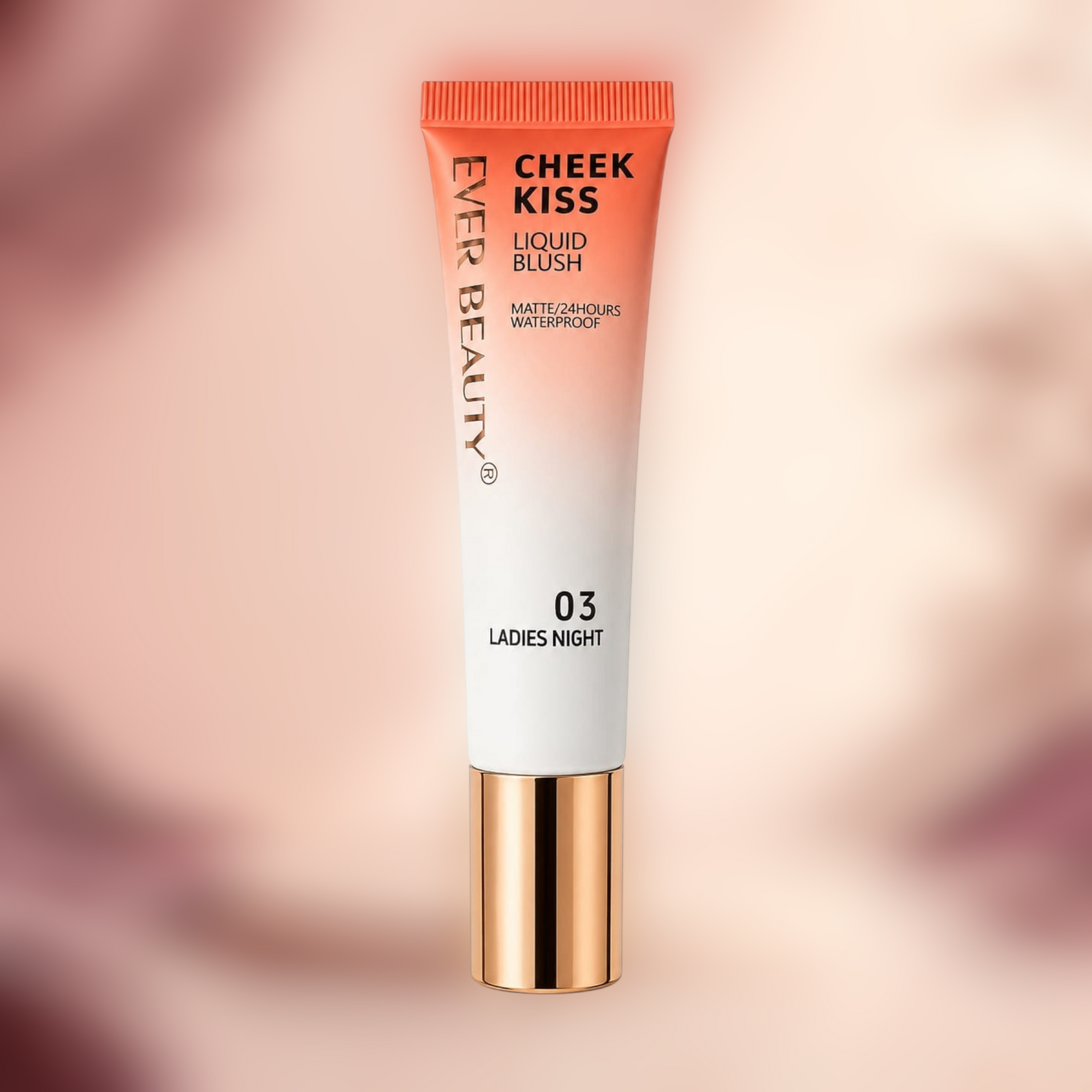 Marom Ever Beauty Cheek Kiss liquid blush in shade 03 Ladies Night, a matte, waterproof coral-toned tube.