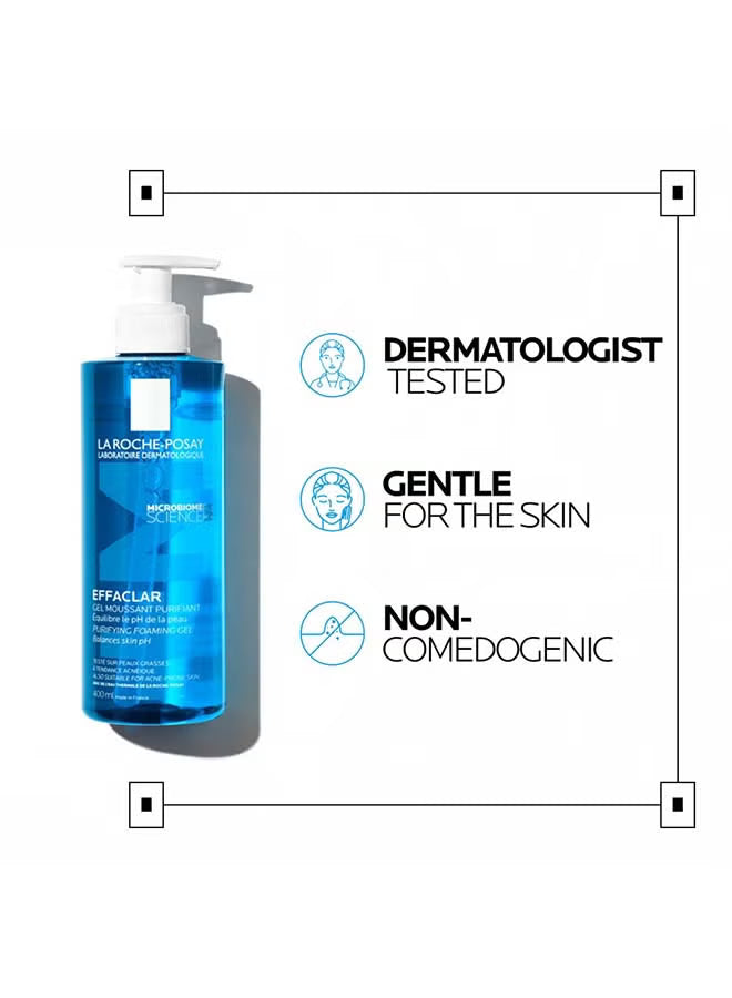 Marom La Roche Posay Effaclar purifying foaming gel cleanser for oily and acne-prone skin in a 400ml pump bottle