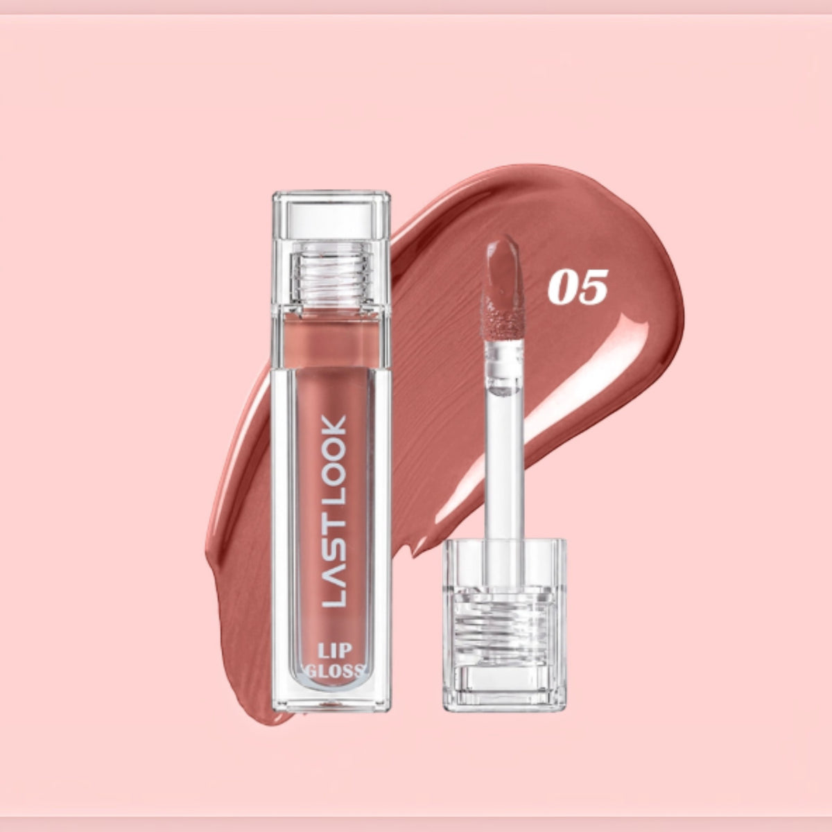 Marom LAST LOOK hydrating lip gloss in shade 05, a warm earthy neutral with a high-shine finish and precision wand.