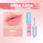 Marom Miss Lara hydrating lip gloss serum in shade 02, featuring a high-shine pink finish and precise applicator wand.