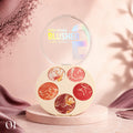 Marom Msyaho round palette featuring five marbled blusher and highlighter shades in warm pink and coral tones.