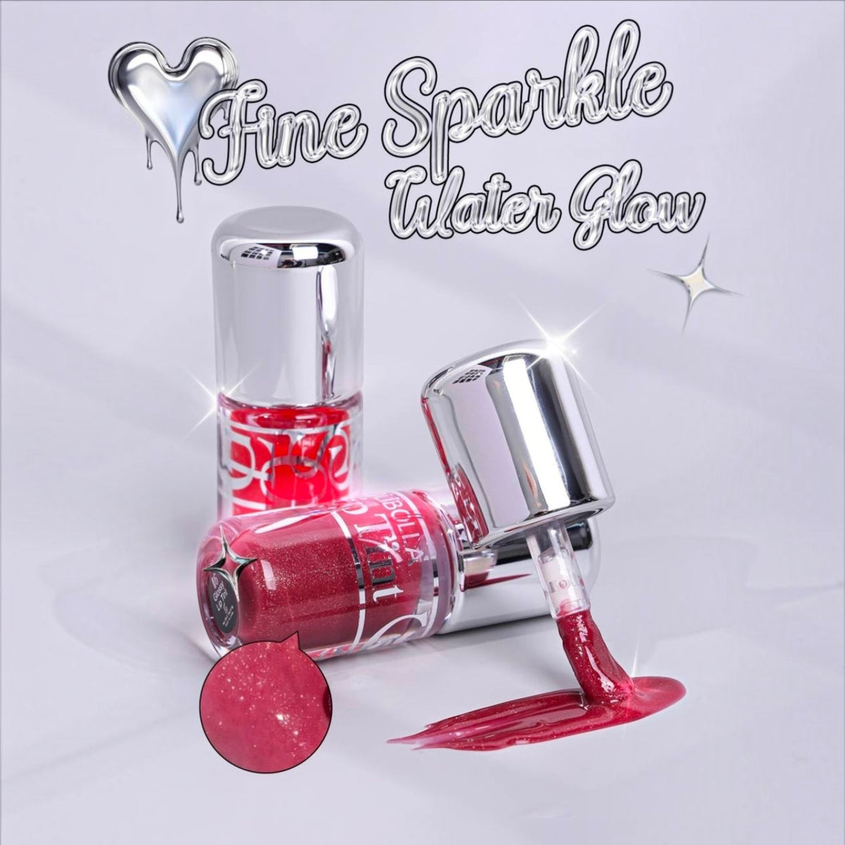 Marom Olibolla Glossy Lip Tint with fine sparkle and water glow finish in a vibrant pink shade