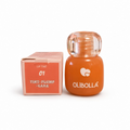 Marom Olibolla transfer-proof orange lip tint with plumping and care benefits, shown with its matching product box.