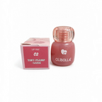 Marom Olibolla transfer-proof lip tint and plumping care bottle with matching pink product box