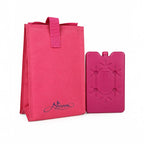 Marom pink insulated cooling bag with matching plastic ice pack for keeping food and drinks cold
