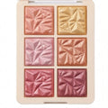 Marom Pink Key Vigour Baked Blusher palette featuring six shimmering, geometric-textured powder shades in warm tones.