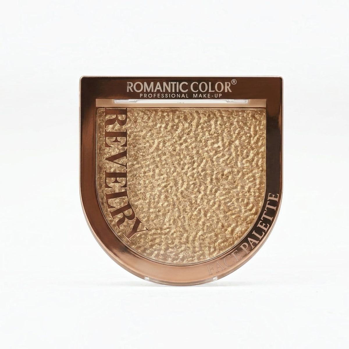 Marom Romantic Color Revery face palette with a textured gold shimmer powder in a compact case
