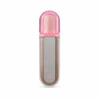 Marom shimmering rose gold lip gloss in a sleek travel-friendly tube with a pink cap for a high-shine finish.