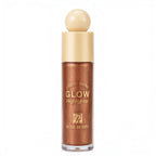 Marom ROSEBERRY Liquid Shine Glow Highlighter in a bronze shade with a gold cap, featuring a luminous liquid formula.