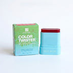 Marom Roseberry Color Twister cheek and lip oil stick with its green product box on a white background