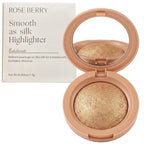 Marom ROSEBERRY Smooth as Silk golden highlighter powder in a round compact with a mirror and matching product box.
