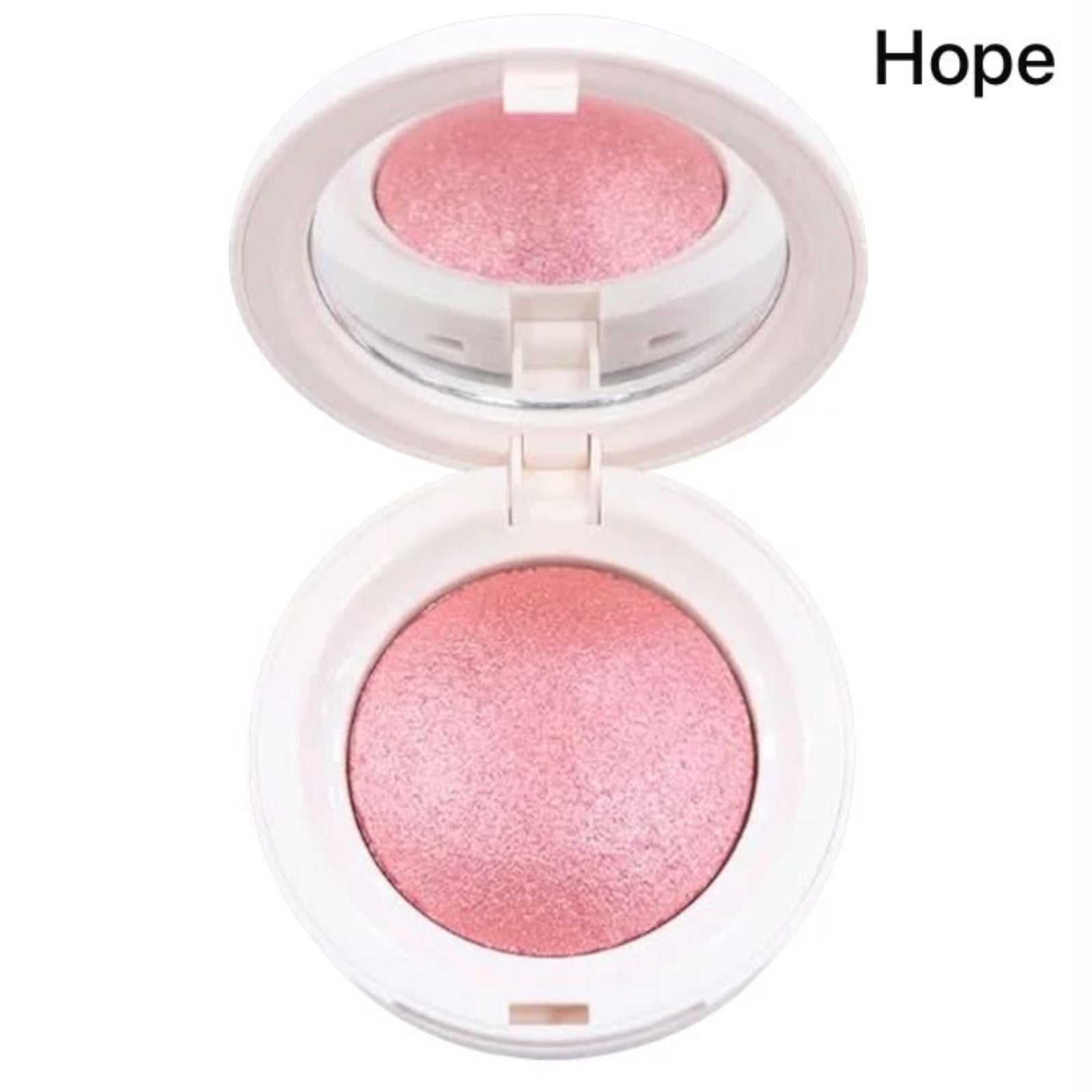 Marom Roseberry Seamlessly Blendable Blusher in Hope shade, a shimmering pink powder compact with an integrated mirror.