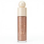 Marom ROSEBERRY Liquid Shine Glow Highlighter in a shimmering bronze shade with a round cream-colored cap