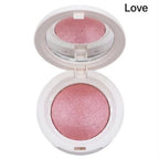 Marom RoseBerry Seamlessly Blendable Blusher in Love shade, a shimmering pink powder compact with a built-in mirror.