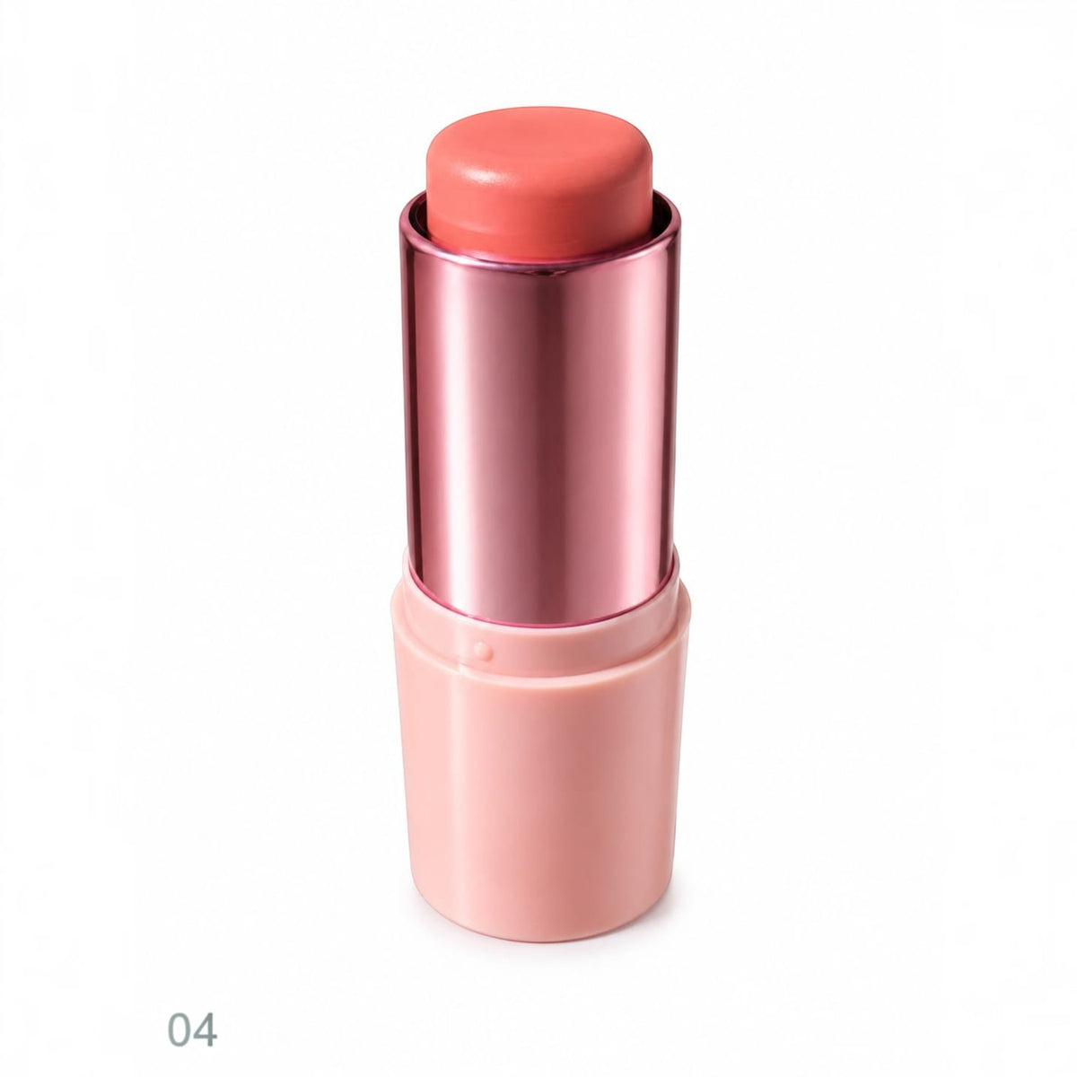 Marom Ruby Rose creamy blush stick in a coral shade with a metallic pink casing for a radiant, dewy finish.