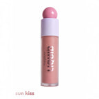 Marom Ruby Rose liquid blush in Sun Kiss shade featuring a sleek bottle with a pink cap and applicator.