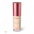 Marom Ruby Rose Feels liquid concealer in shade 02 with a sleek bottle and metallic pink cap for high coverage.