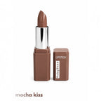 Marom Ruby Rose matte lipstick in Mocha Kiss shade with a sleek brown case and long-lasting pigmented formula