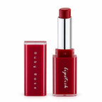 Marom Ruby Rose lipstick in a vibrant red shade with a sleek, glossy square case and creamy texture.