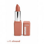 Marom Ruby Rose matte lipstick in Soft Almond shade with a sleek, modern, travel-friendly case.